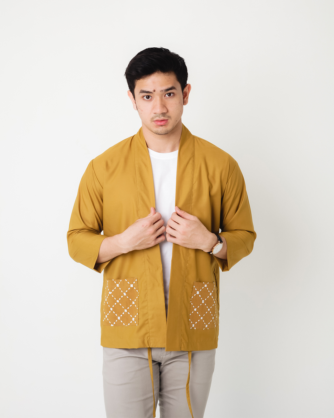 Hako Kimono Gold - Men's Outer Batik - by Dgawan.co